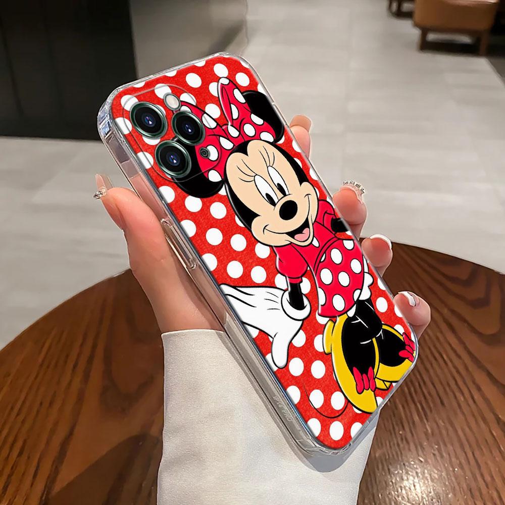 Cartoon Minnie Mouse Transparent Phone Case For iPhone 17 Pro Max 17E 11 12 13 14 15 16 Pro Max Plus 17 Air 16E 7 X Disney Cover