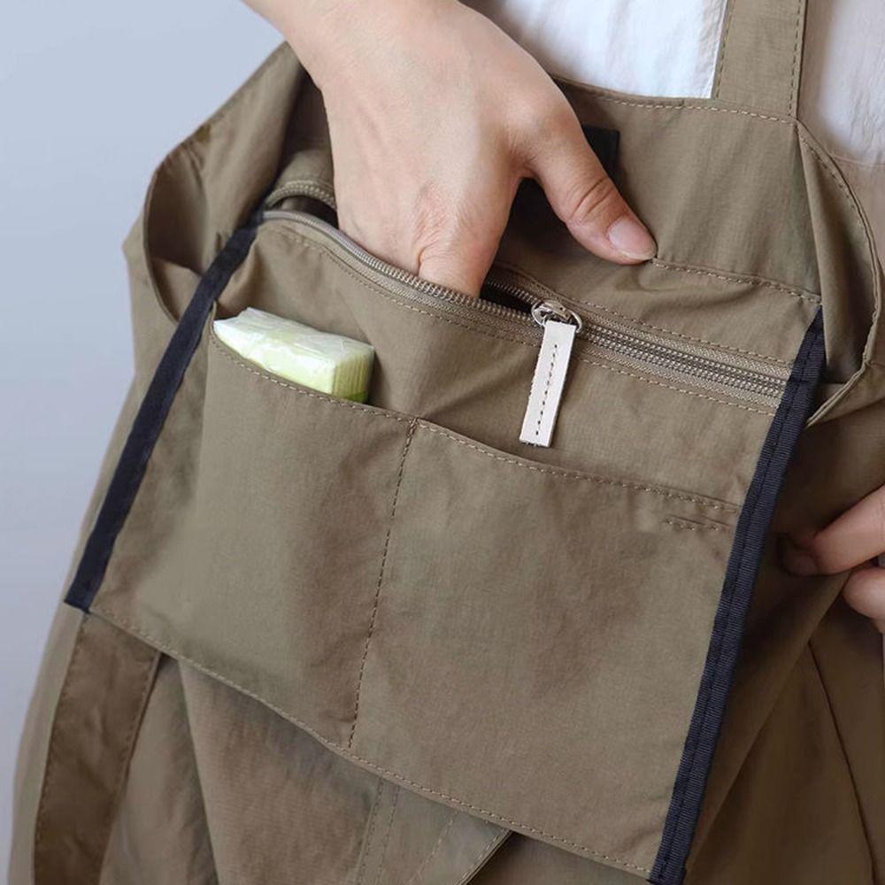 Large Capacity Women Shopping Bag Anti-Theft Foldable Grocery Handbag Built-In Pocket Reusable Portable Shoulder Tote Casual Use
