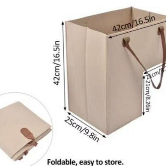 Felt Staircase Storage Basket with Leather Handles for Toys and Home Organization