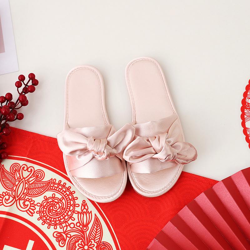 Wedding slippers female summer newlyweds festive red pair of dowry bridesmaids satin red wedding shoes male