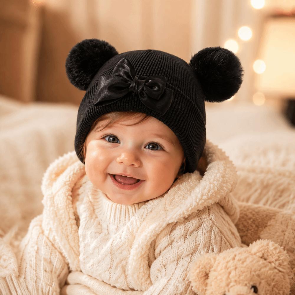 Hip Hop Baby Winter Hats Double Pom-Pom Warm Bonnet Fashion Children Beanie Caps  Outdoor