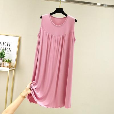 Nightdress Women's Summer Home Vest Skirt Loose Large Size Sleeveless Long Skirt Women's Solid Color Dress