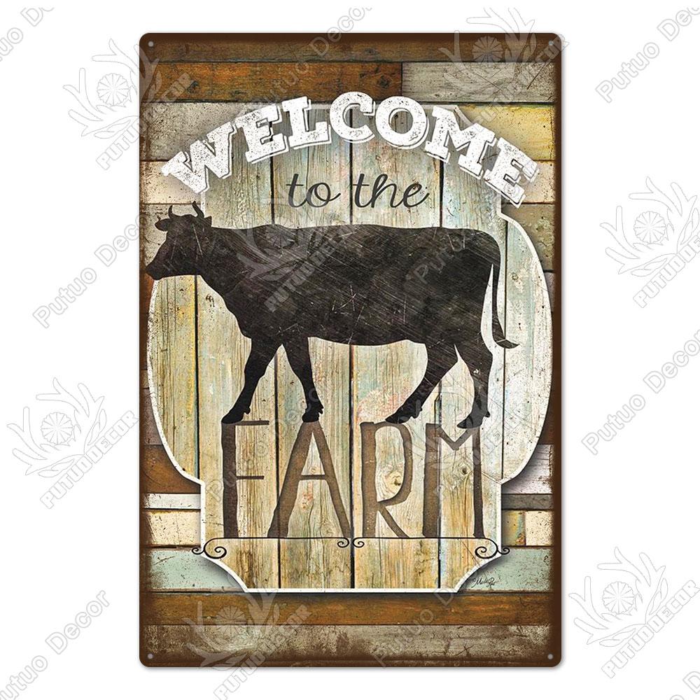 Decor Cow Vintage Tin Sign Retro Metal Sign Decorative Plaque Farm House Shop Garage Wall Decor Cow Posters