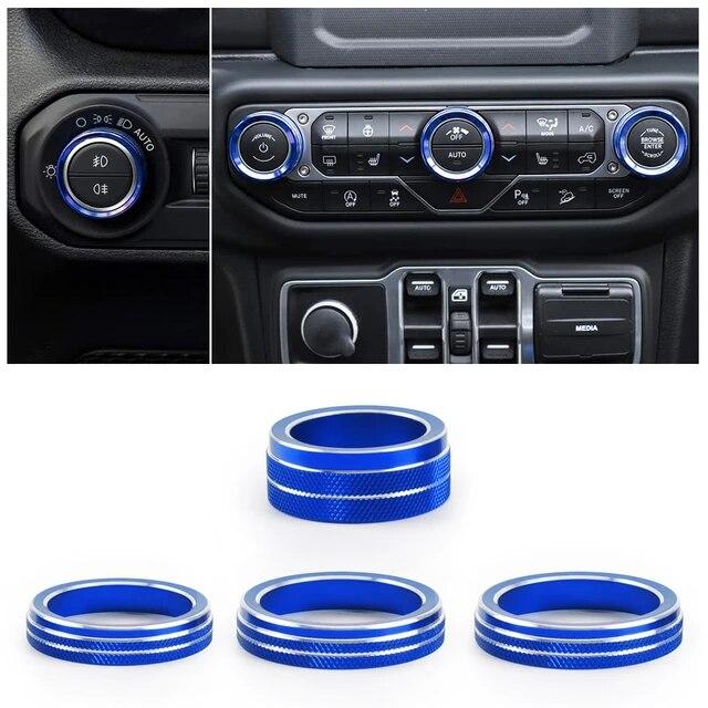 Car Headlight Air Conditioning Switch Knob Decoration Cove Center Console Button Trim For Jeep Wrangler Accessories JL JLU