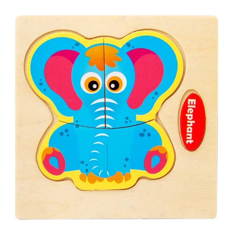 Baby Montessori Toys 3d Wooden Puzzle Cartoon Animal Traffic Jigsaw Puzzle Early Learning Educational Toys for Children Gift