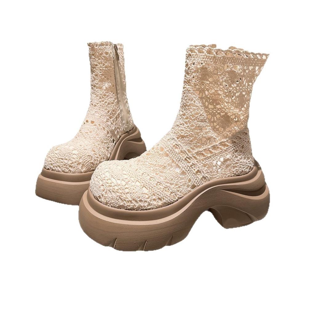 Thick-soled Martin Boots Women's 2025 New Summer Mesh Hollow Breathable Short Boots Small Fashion Versatile Cool Boots