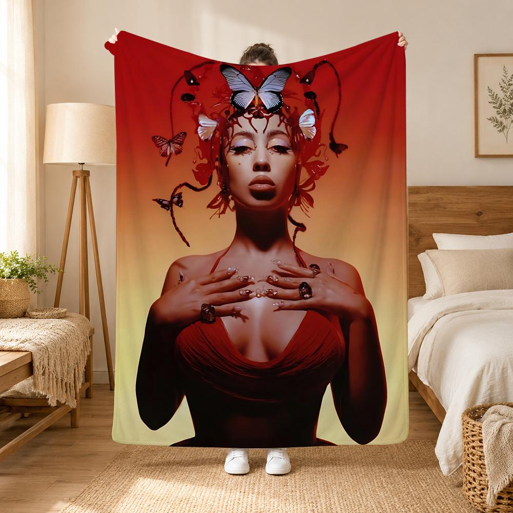 Kali Uchis Singer Throw 240g Flannel Blanket, Suitable for Sofas, Beds, Offices, Exquisite Gift Blankets