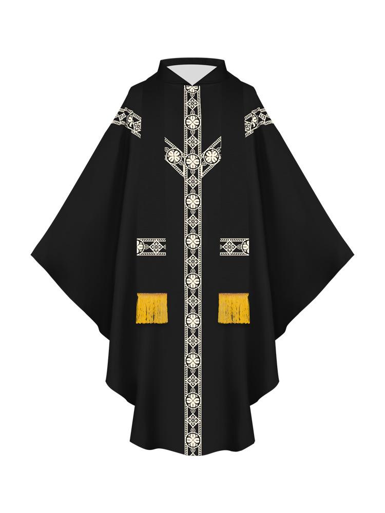 Medieval Halloween Priest Cloak with Tassels: Cosplay Long Robe Costume