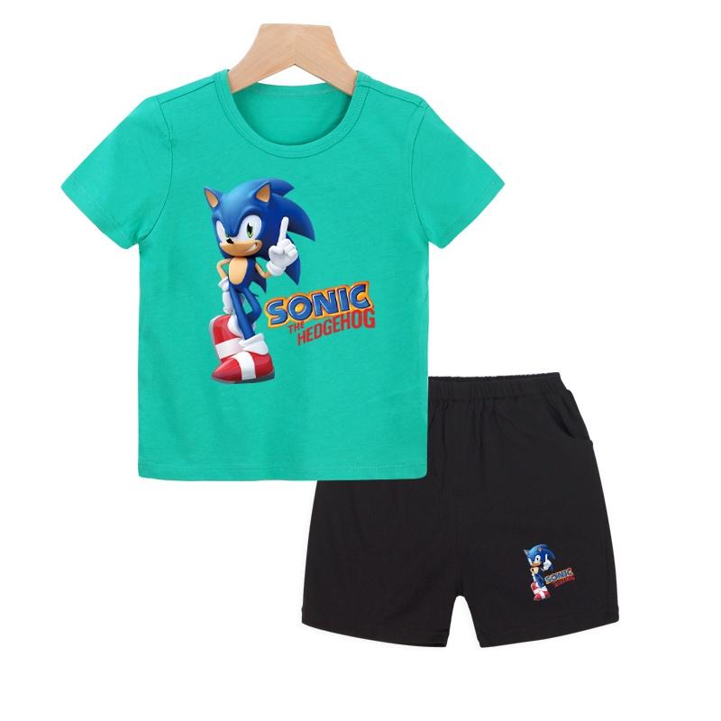 New Boys' Clothing Set, Children's Cartoon T-shirt, Short Sleeved T-shirt and Pants