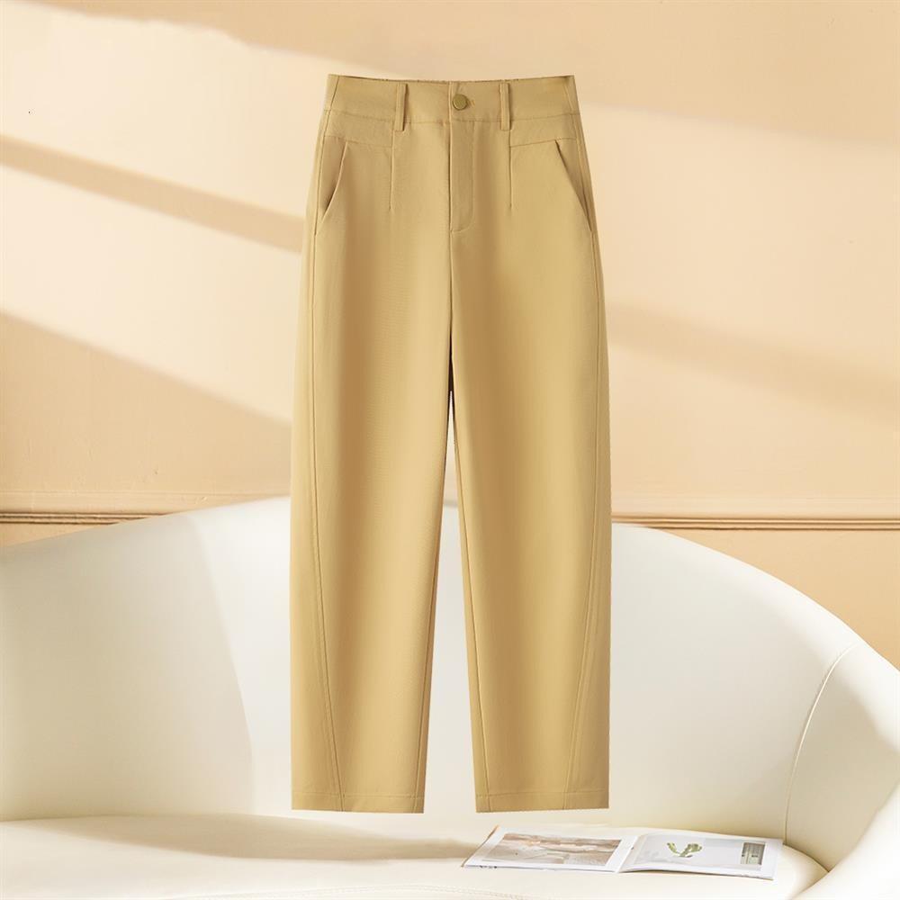 

Trendy High-Waist Ice Silk Cropped Pants for Women - Spring/Summer 2026 32/4XL (145-155 lbs)