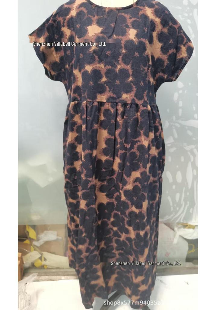 European & American Style Loose Sleeveless Cotton Linen Dress with Matching Colors & Sizes - Round Neck Summer Print Dress for Women