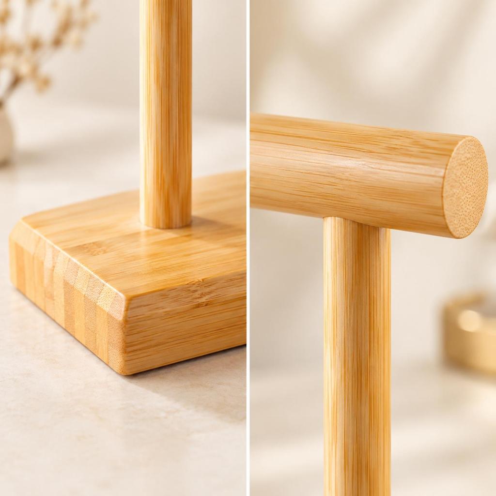 SingleTier Jewelry Stand with Display Rod SpaceSaving Wooden Stable