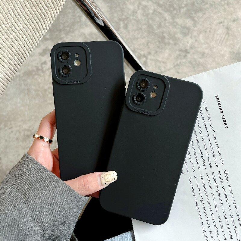 pure color Matte Simple Soft Silicone Phone Case for For Iphone 16 1 14 13 12 11 Pro Max Plus Lens Protection Shockproof Cover