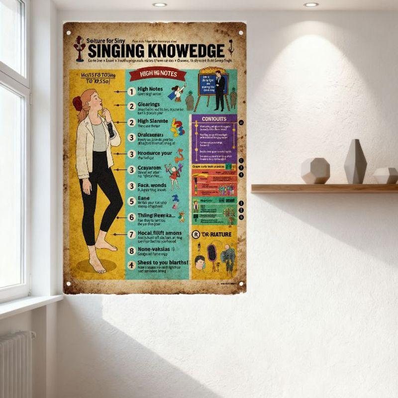 Vintage Singing Knowledge Metal Tin Sign Retro Educational Iron Wall Plaque for Home Bar Cafe Decor
