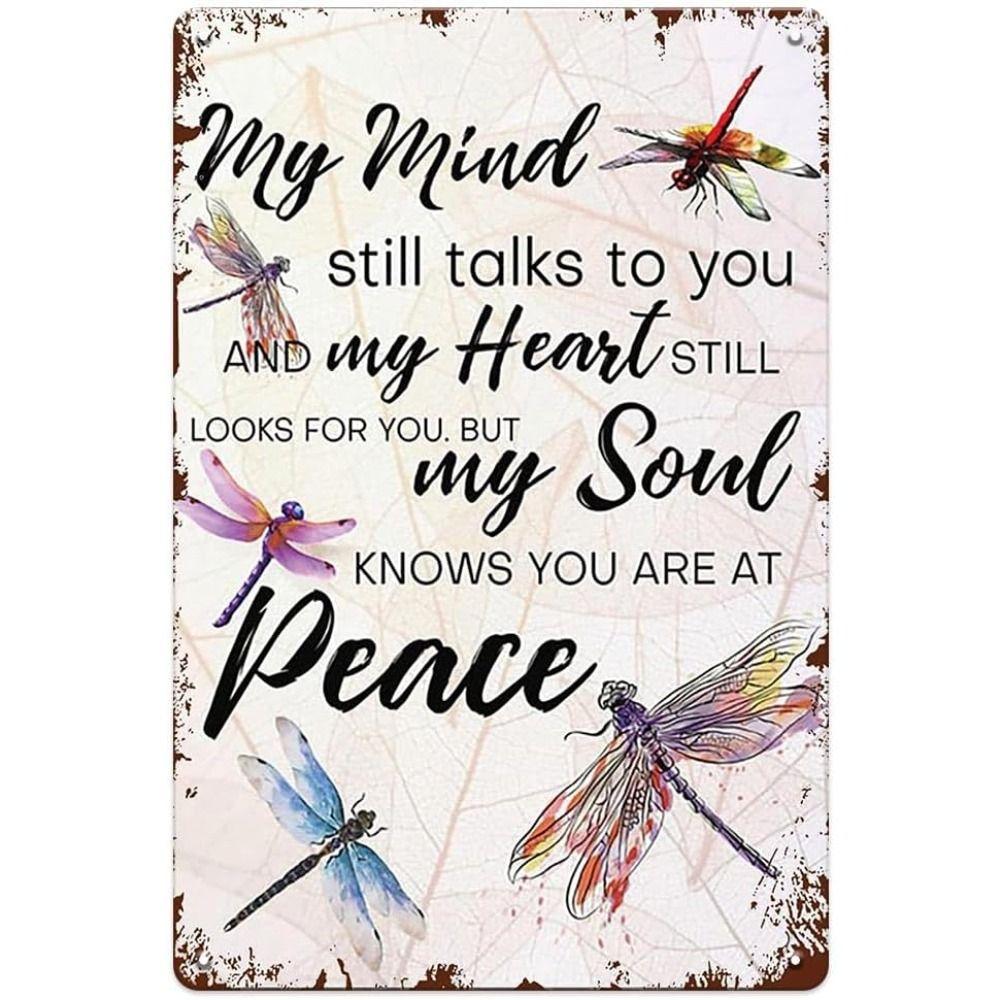 Artistic Dragonflies & Flowers Metal Tin Signs - Unique Wall Decor