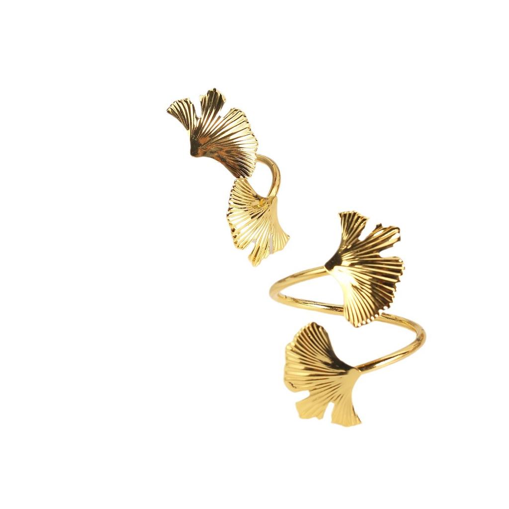 Metal, Double Ginkgo Leaves, Napkin Ring, Minimalist, Leaf Napkin Ring, Wedding Hotel, Table Setting, Wedding Party Decoration