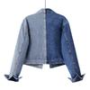 Spring/Summer New Style Fashion Women's Unique Colorful Long-Sleeved Short-Sleeved Denim Jacket with Reversed Pockets and Patched Design