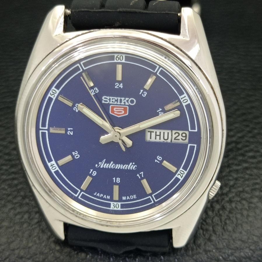 USED JAPAN SEIKO 5 AUTOMATIC 6119C MENS DAY/DATE BLUE DIAL WATCH A427851-2 R1054-a427851