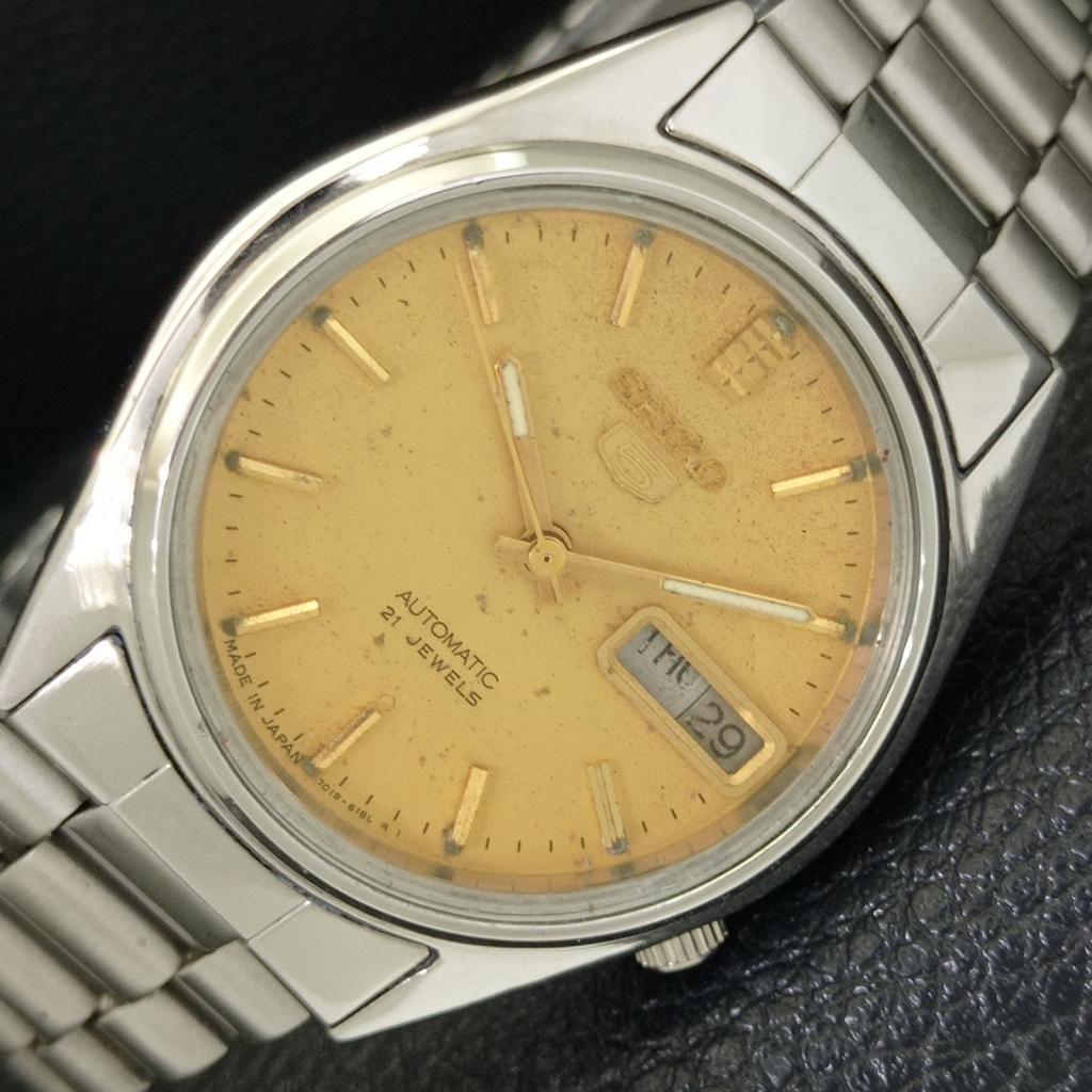 GENUINE VINTAGE SEIKO 5 AUTOMATIC JAPAN MENS 7009A ORIGINAL DIAL WATCH A702427-5 R124-a702427