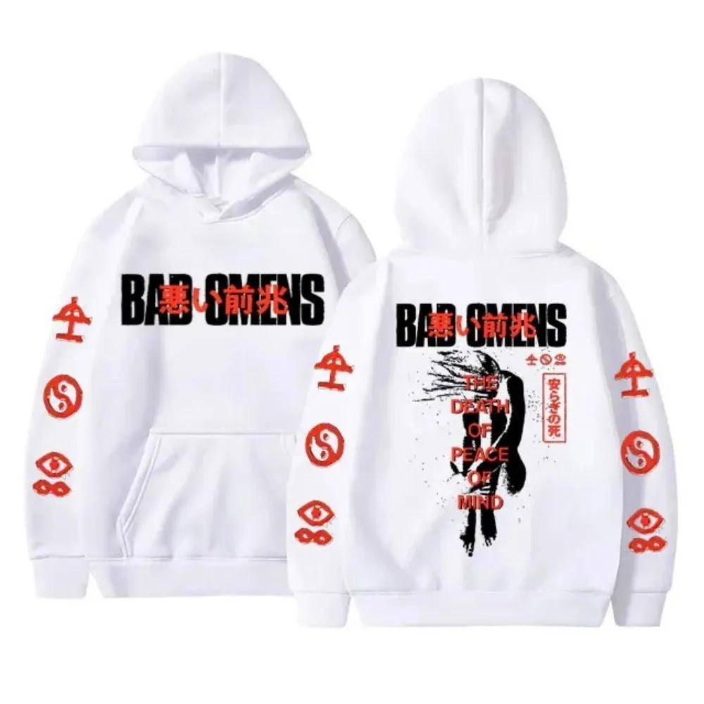 Bad Omens Band Tour American Music Print Hoodie The Death of Peace of Mind Skeleton Graphic Hoodies Rock Gothic Sweatshirts