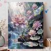 DIY 5D Lotus Pearl Art Kit No Frame Pearl Diamond Painting for Adults 30x40cm Floral Gem Art for Home Wall Decoration & Craft Gift