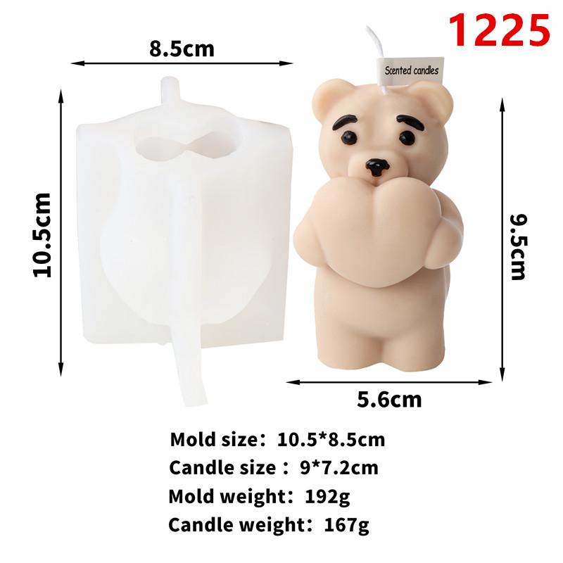 3D Cute Cartoon Bear Silicone Candle Mold DIY Home Decoration Silicone Mold For Resin Teddy Bear Candle Mold