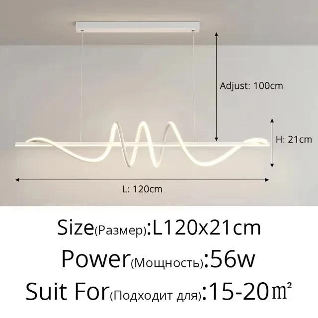 Nordic dining table pendant light modern living room pendant light home lighting bedroom decoration strip linear wave light