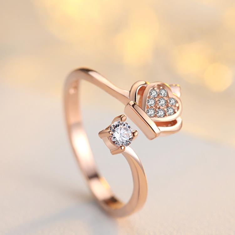 

Trend ins fashion high-end Japanese and Korean zircon opening adjustable crown ring women s simple jewelry 2026 Resizable