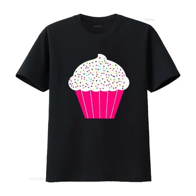 Cupcake Fun Food Costume White Frosting Sprinkles Halloween T Shirt Vintage Washed Breathable Versatile Streetwear Casual