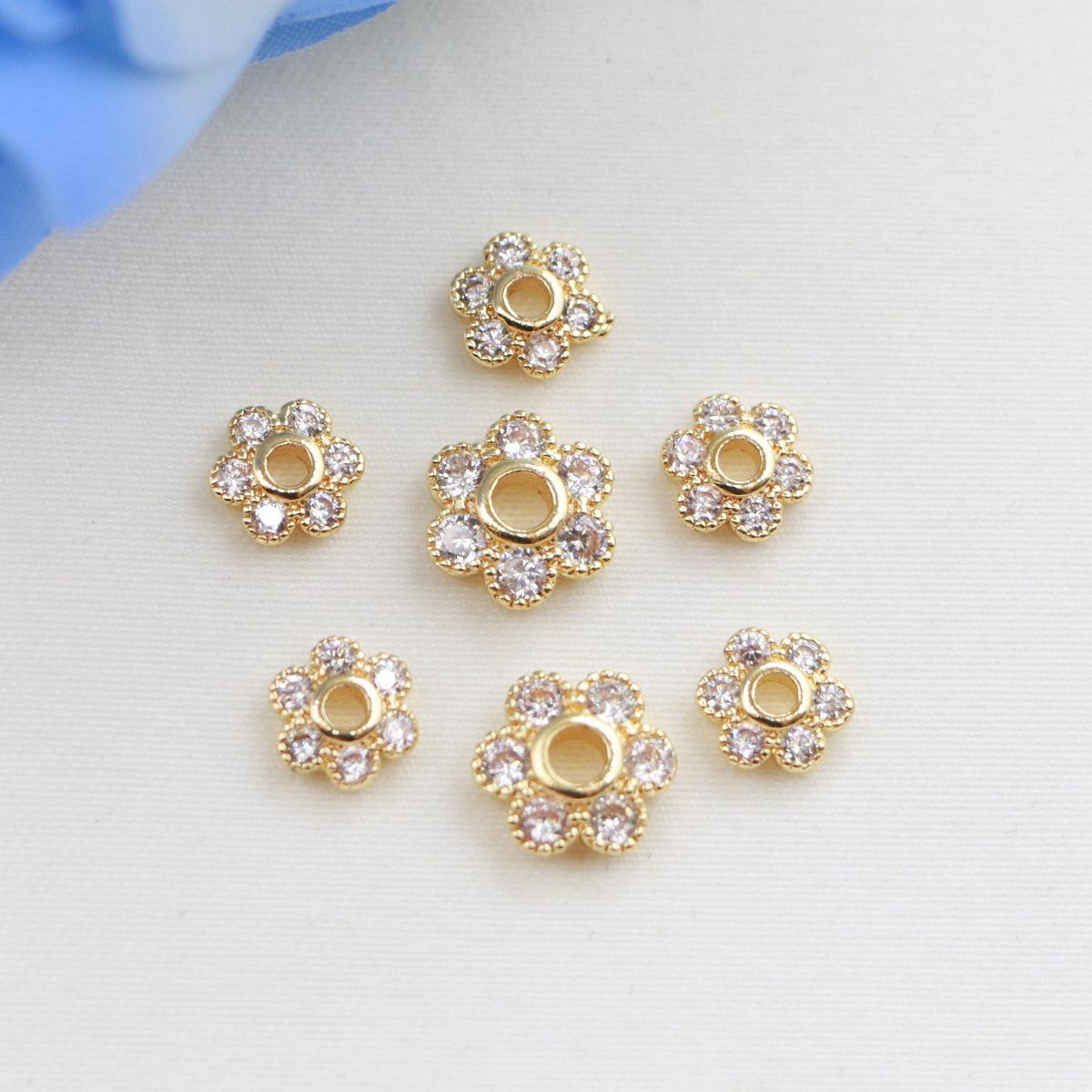 Позолоченная 14K стойкая к потускнению основа-цветок для браслета, бусина-разделитель, колпачок-цветок для изготовления украшений своими руками