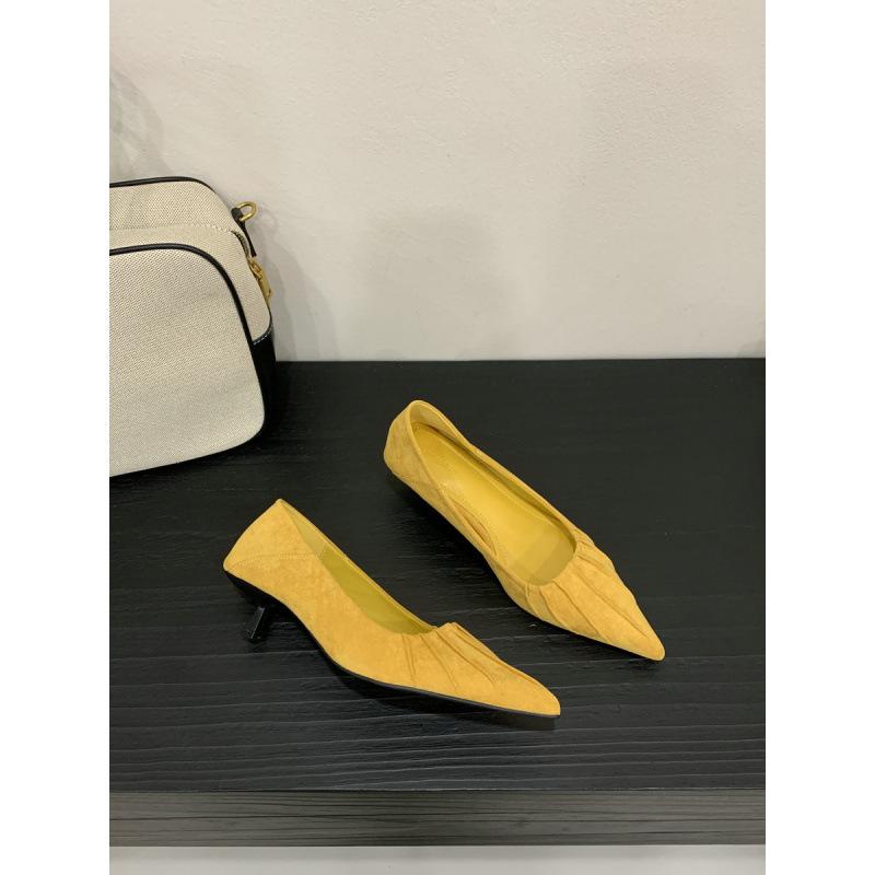 Single Shoes Women's 2025 New Spring and Autumn Versatile Commute 5cm Shallow Mouth Small Heels French Pointed Stiletto, High Heels
