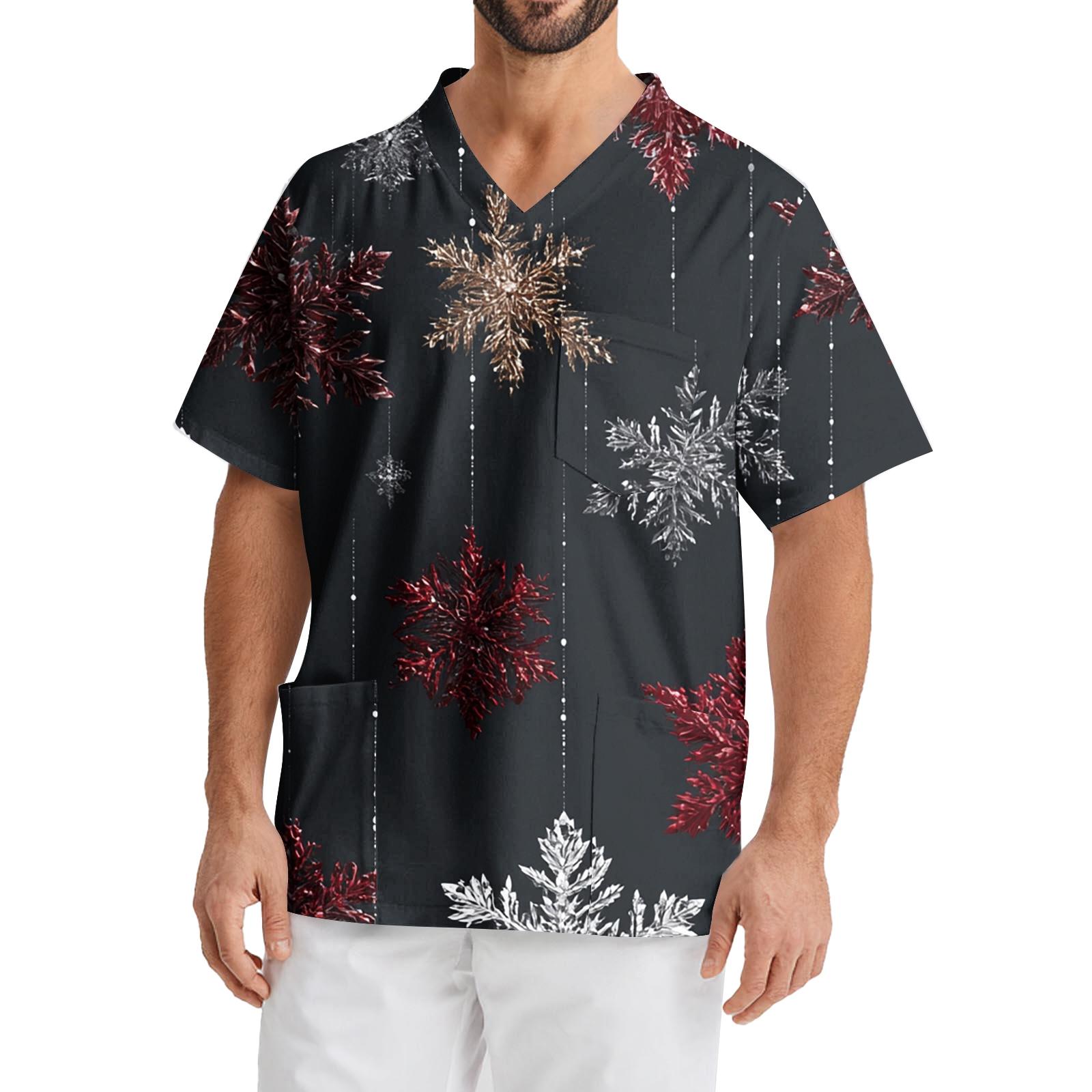 

Мужская рабочая блузка с короткими рукавами и v-образным вырезом с принтом, топ с нагрудным карманом XXXXL винный