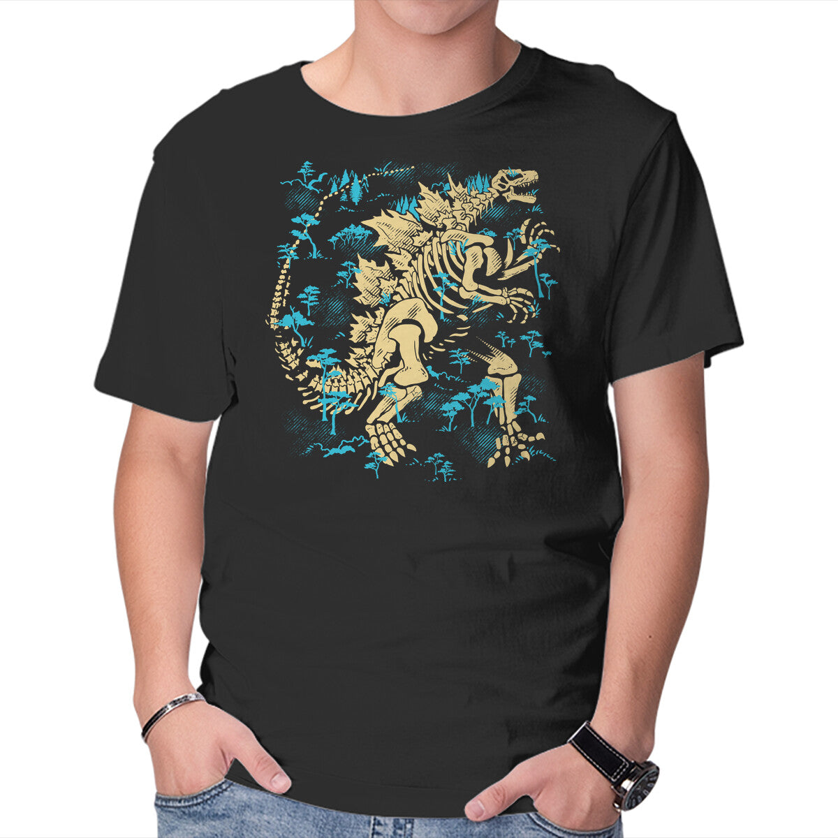 Unisex Crew Neck T-Shirt Kaiju Fossils Graphic Short Sleeve Casual Tee S