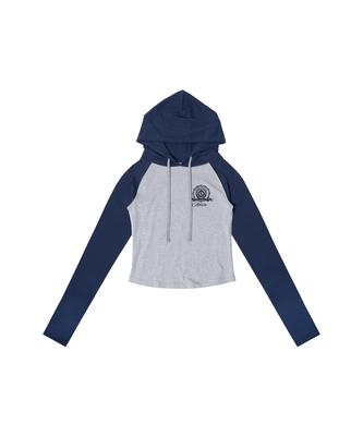 Athletic Emblem Slim Hoodie [Melange Grey]