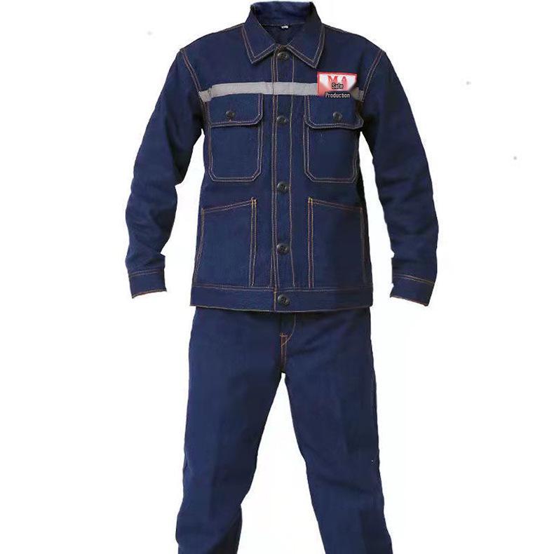 Reflective Thickened Denim Workwear: Wear-Resistant Labor Protection Suit for Mechanics and Construction