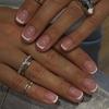 Le Fan Unghie Finte Quadrate Corte Indossabili Bianche Semplici Francesi - Pezzi per Manicure Minimalista