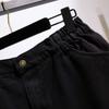 Women's Summer Straight High-waisted Thin Section Denim Shorts Solid Color Loose Holes Raw Edge Pants