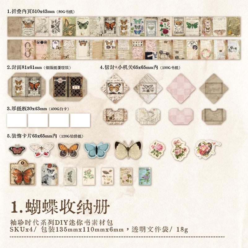 

31Pcs Tiny Mini Journal Decor Material Pack Vintage DIY Scrapbook Craft Supplies for Gift