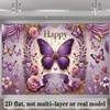2D Elegant Purple Butterfly Floral Birthday Backdrop for Photoshoot