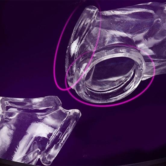 Masculino reutilizável pênis manga vibrador extensor alargamento atraso ejaculação brinquedo sexual