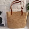 Minimalistische handgefertigte Häkel-Lafite-Gras-Schultertasche für Damen, lässige Strandtasche für den Meeresurlaub, gewebte Handtasche, Reisesporttaschen