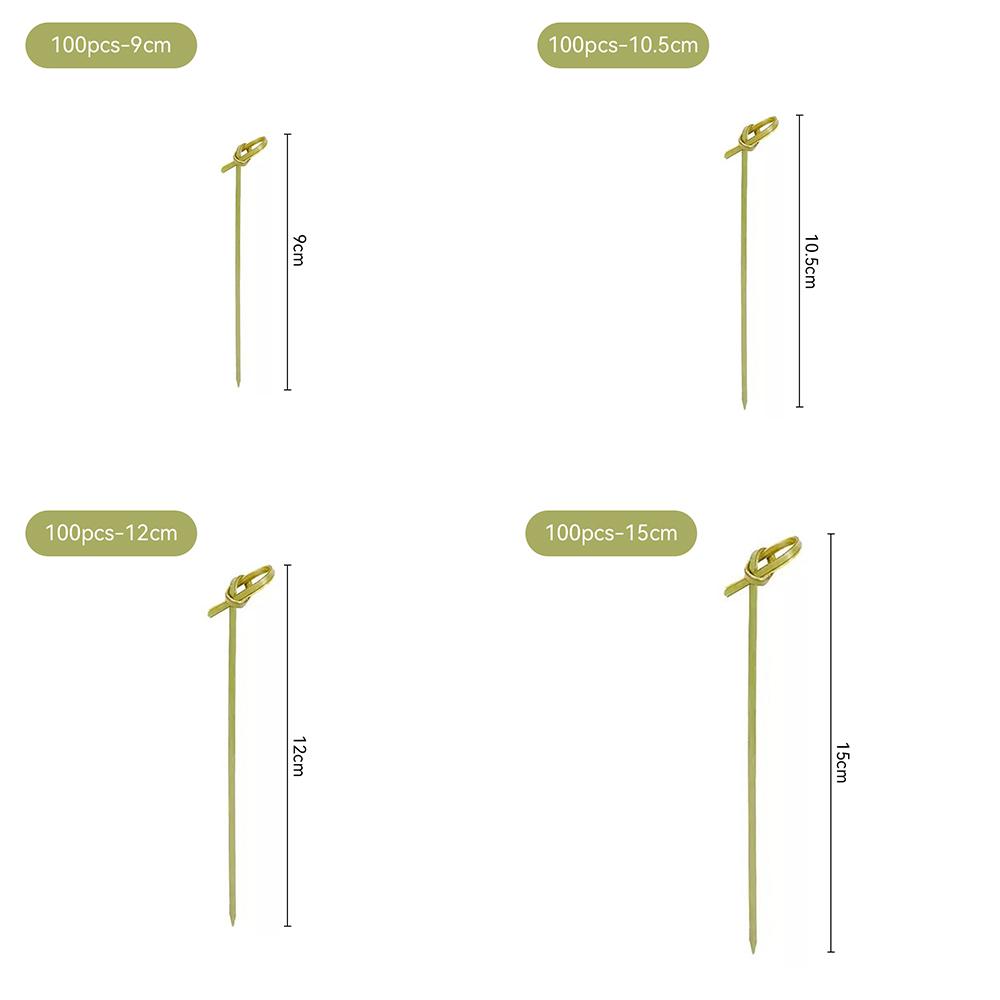 100 PCS Bamboo Knot Skewers Eco-Friendly Food Garnish Skewer Sticks for Cocktail Party Catering Desserts