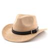 Classic Suede Western Cowboy Hat with Belt Detail - Curved Brim, Outdoor, Ethnic Style, Felt Hat for Men and Women