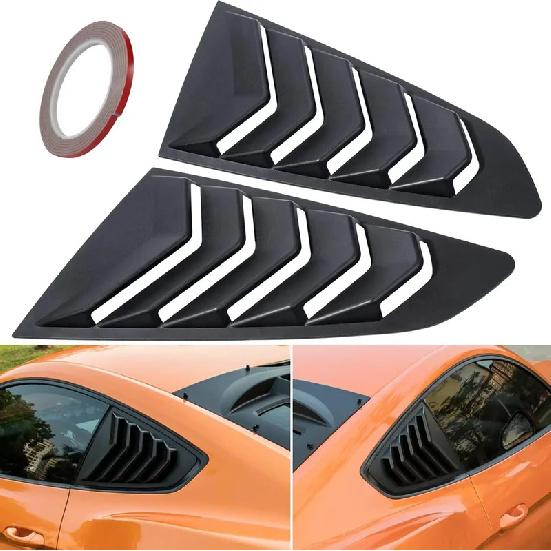 For Ford Mustang 2015- Car Rear Louver Window Side Shutter Cover Trim Sticker Vent Scoop ABS Carbon Fiber Black Accessories