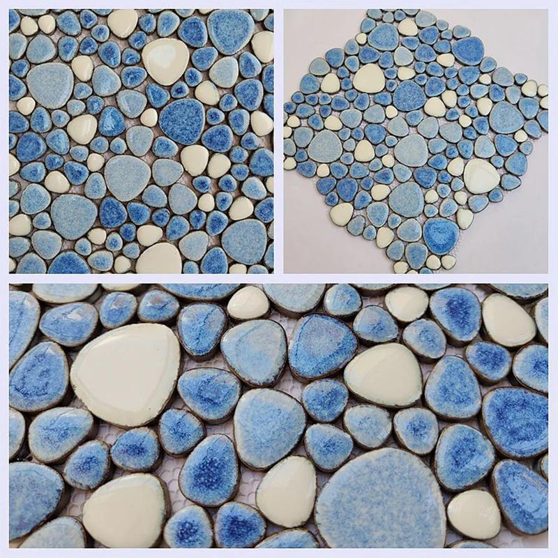 1 buc Foaie cu Fragmente de Mozaic din Piatră Ceramică Piscină cu Izvoare Termale Lac cu Pești Baie Antiderapant Rezistent la Uzură Placă Decorativă pentru Podea Perete Bucăți