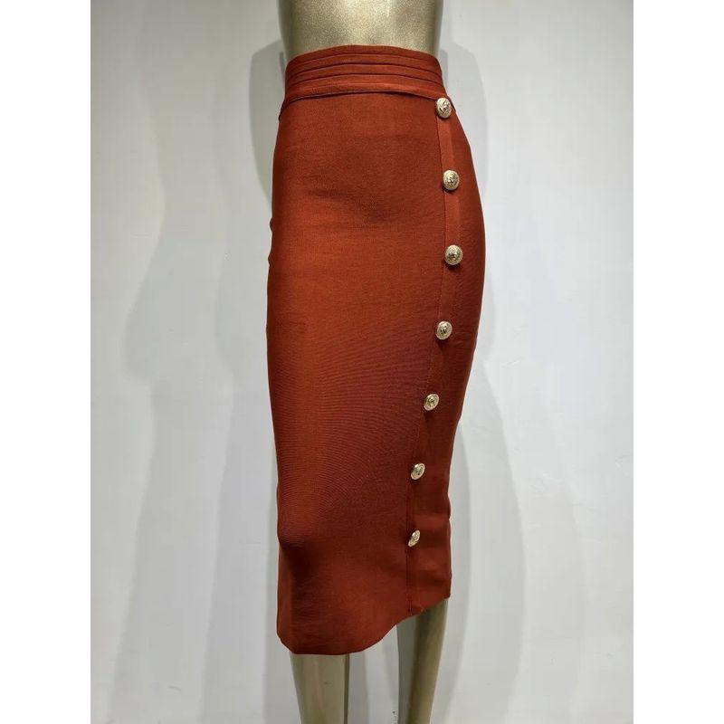 Button Up High Waisted Slim Fit Skirt Button High Waist Figure Flattering Sheath Skirt
