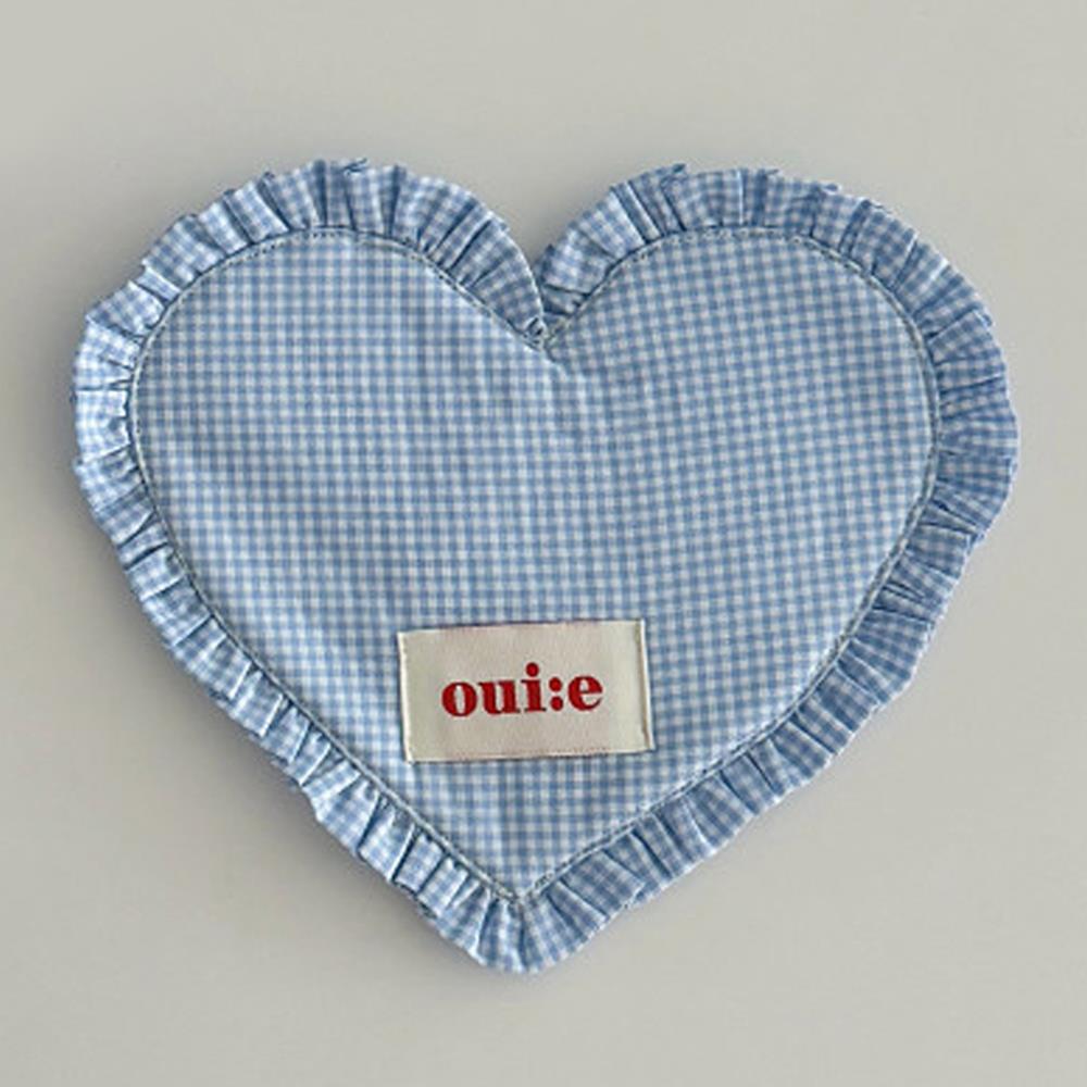 Korean INS Placemats Small Fresh Style Plaid Heart-shaped Coasters Cute Sweet Insulated Desktop Home Atmosphere Decoration M синий