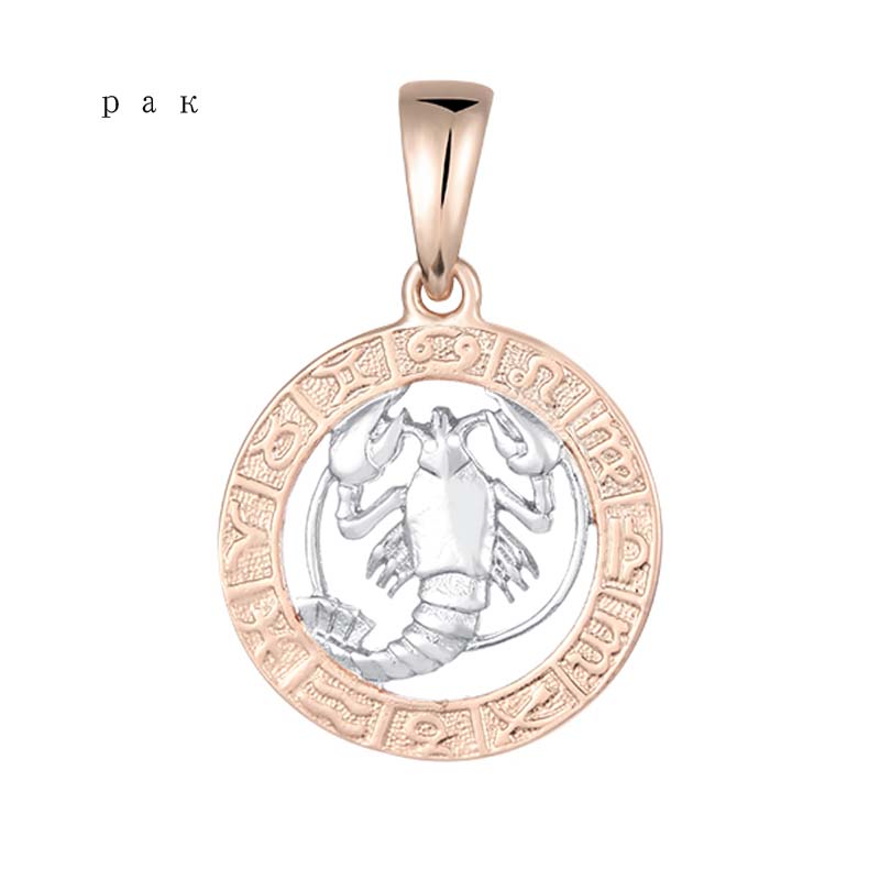 FJ 12 Zodiac Sign 585 Gold Color Constellation Rose Pendants Capricorn/Gemini Twisted + 50cm Chain Women Men Zircon