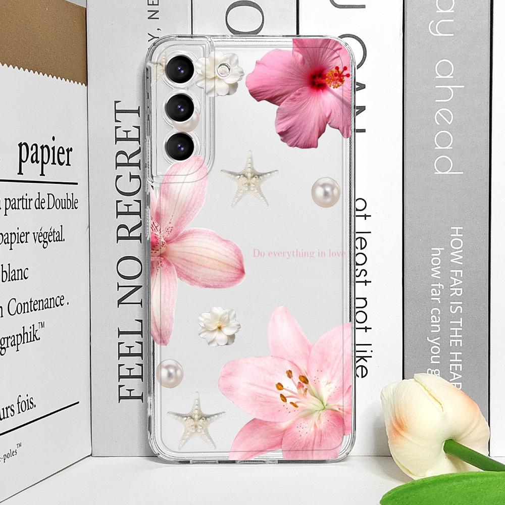 

Luxury Pink Pearl Flower Pattern Phone Case for Samsung Galaxy A14 A16 A55 A54 A36 A53 A35 A13 A15 A25 5G Clear Soft Cover Shell For Samsung A14 4G