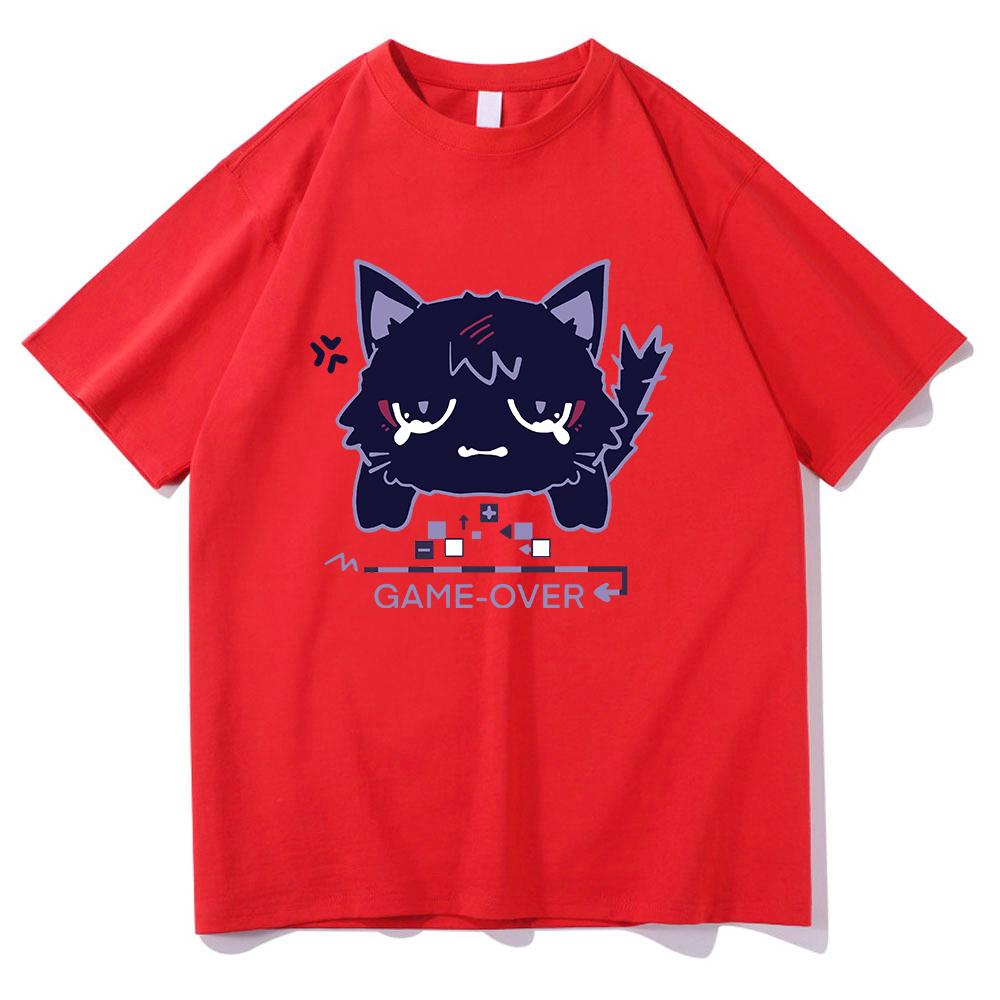Genshin Impact Scaramouche Cat T Shirt Cute Fashion Men Aesthetic Graphic Wanderer Tshirt Unisex High Quality Cotton Tees Korea